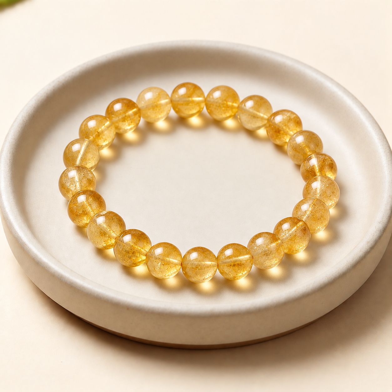 Golden Citrine Bracelet in Ceramic Dish