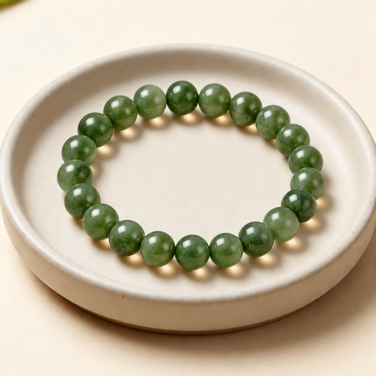 Jade Bracelet on Cream Dish